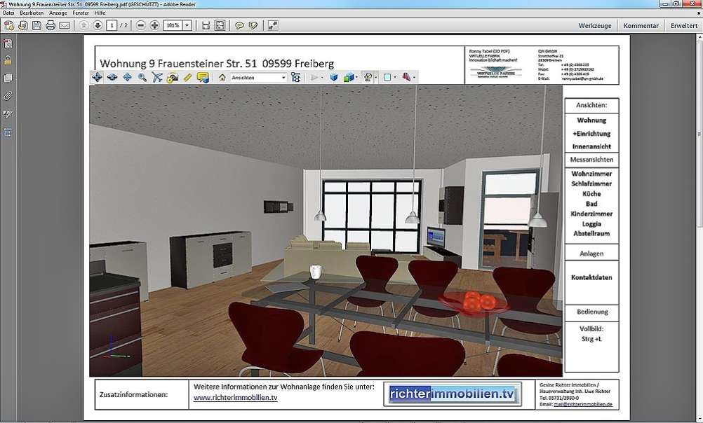 3D PDF Innenansicht Wohnung 2