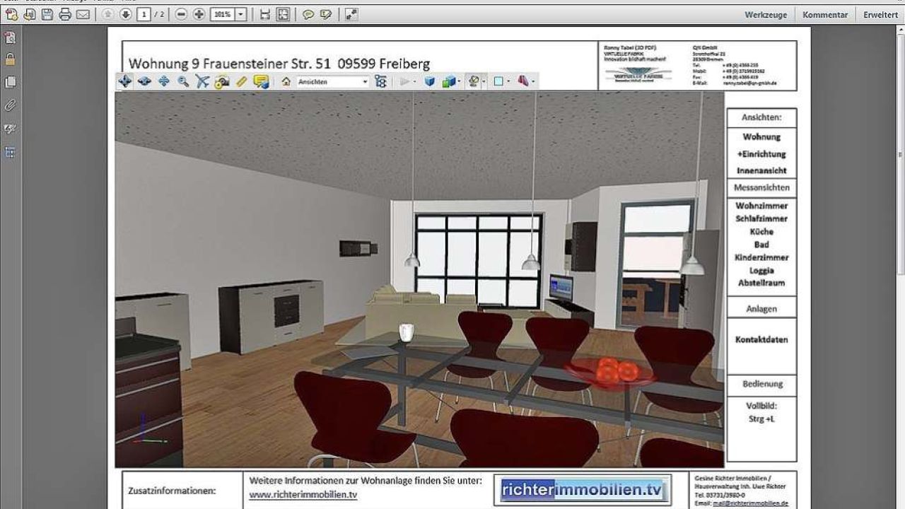 3D PDF Innenansicht Wohnung 2